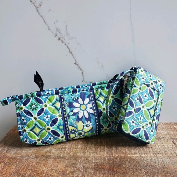 Vera Bradley Bundle Floral Quilted Cosmetic Bag & Wristlet ID Wallet Y2K USA - Picture 1 of 12